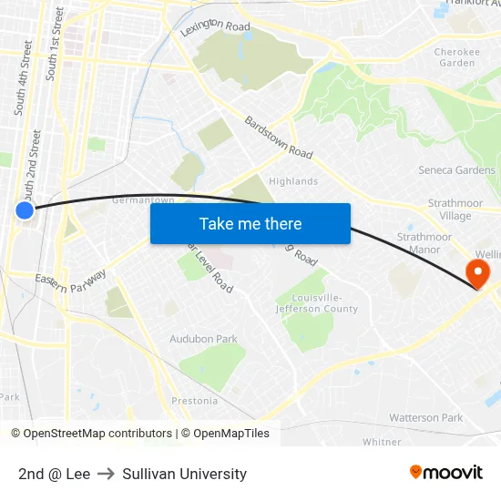 2nd @ Lee to Sullivan University map