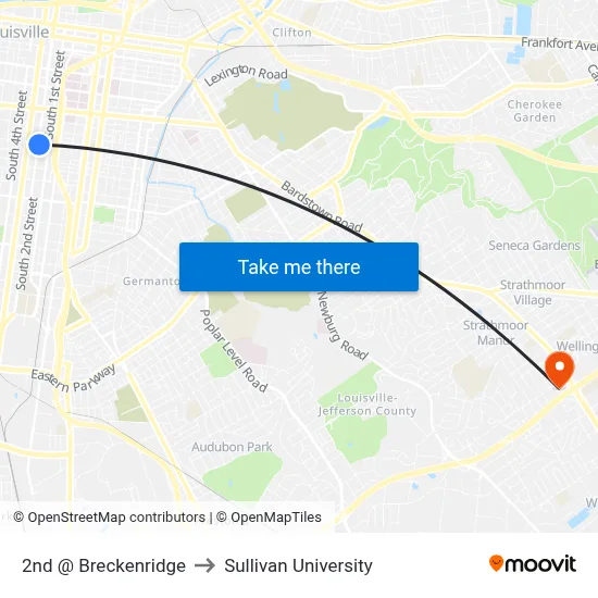 2nd @ Breckenridge to Sullivan University map