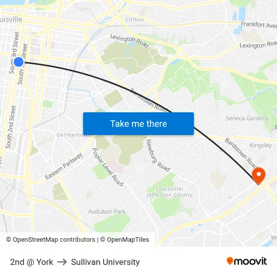 2nd @ York to Sullivan University map