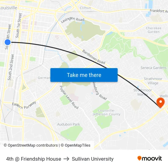 4th @ Friendship House to Sullivan University map