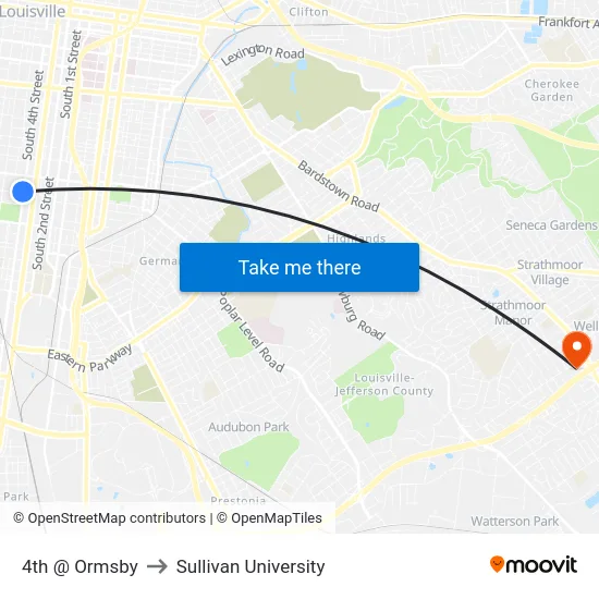4th @ Ormsby to Sullivan University map