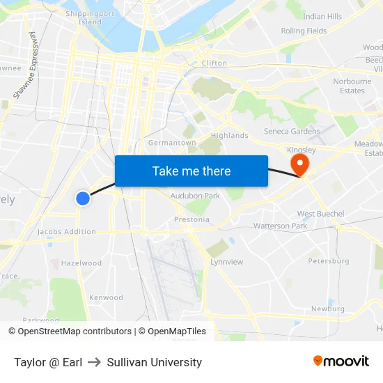 Taylor @ Earl to Sullivan University map