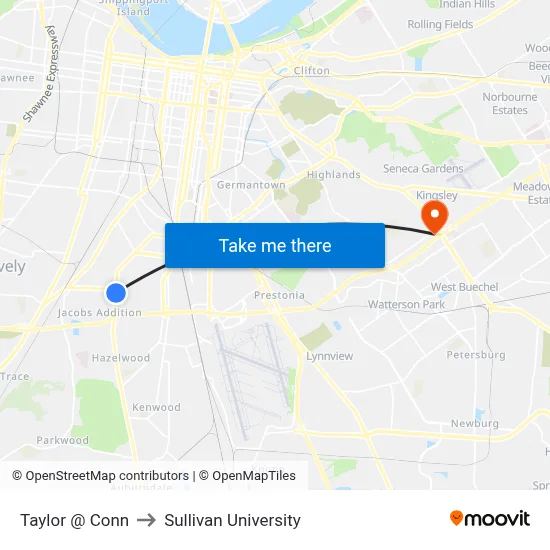 Taylor @ Conn to Sullivan University map