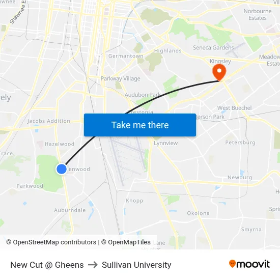 New Cut @ Gheens to Sullivan University map