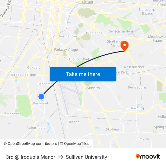 3rd @ Iroquois Manor to Sullivan University map