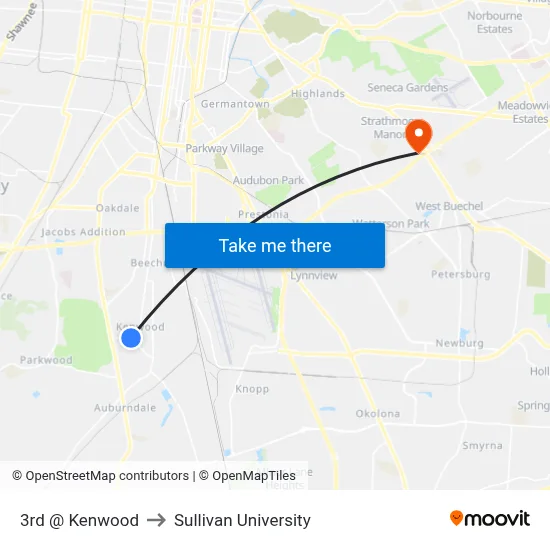 3rd @ Kenwood to Sullivan University map