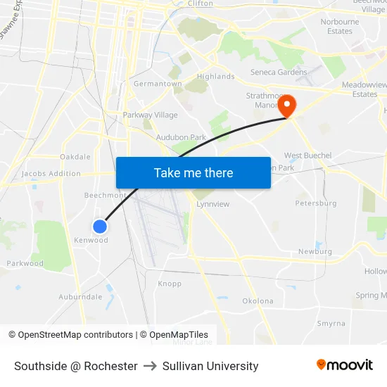 Southside @ Rochester to Sullivan University map