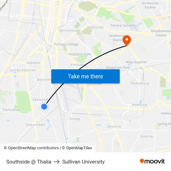 Southside @ Thalia to Sullivan University map