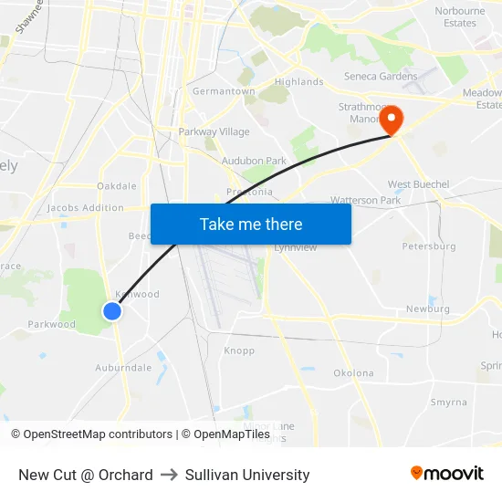 New Cut @ Orchard to Sullivan University map