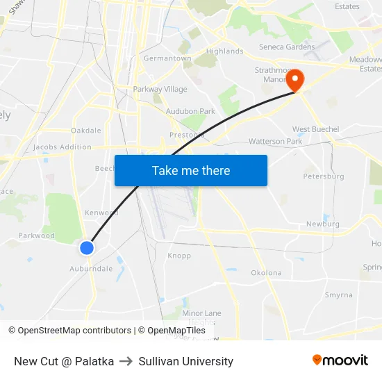 New Cut @ Palatka to Sullivan University map