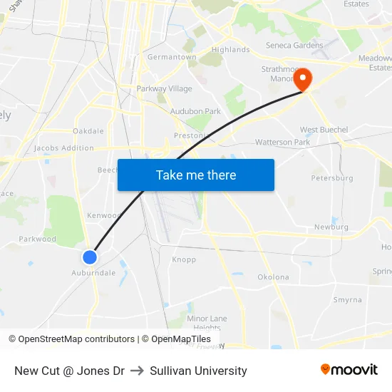 New Cut @ Jones Dr to Sullivan University map
