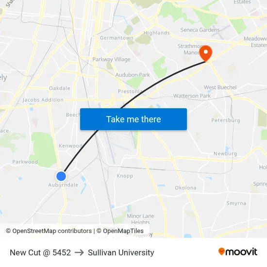 New Cut @ 5452 to Sullivan University map