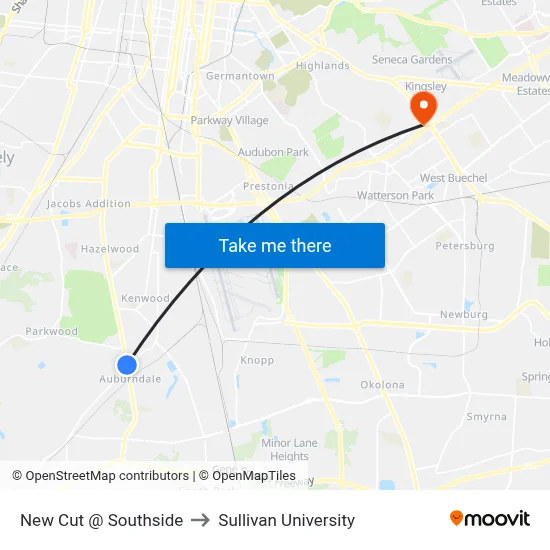 New Cut @ Southside to Sullivan University map