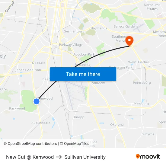 New Cut @ Kenwood to Sullivan University map