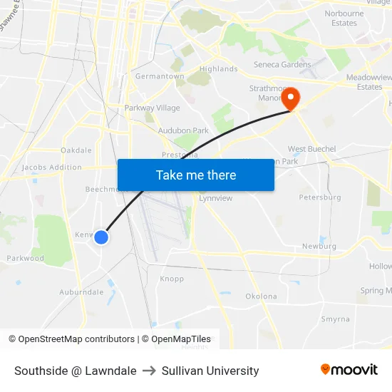 Southside @ Lawndale to Sullivan University map