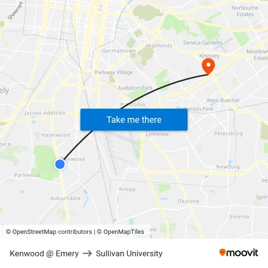 Kenwood @ Emery to Sullivan University map