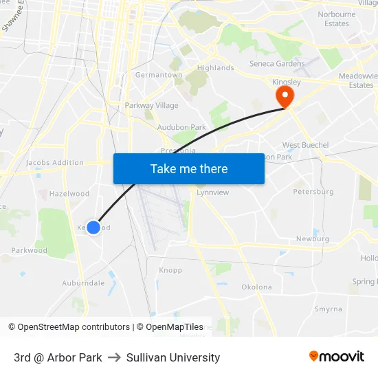 3rd @ Arbor Park to Sullivan University map