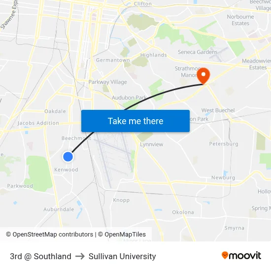 3rd @ Southland to Sullivan University map