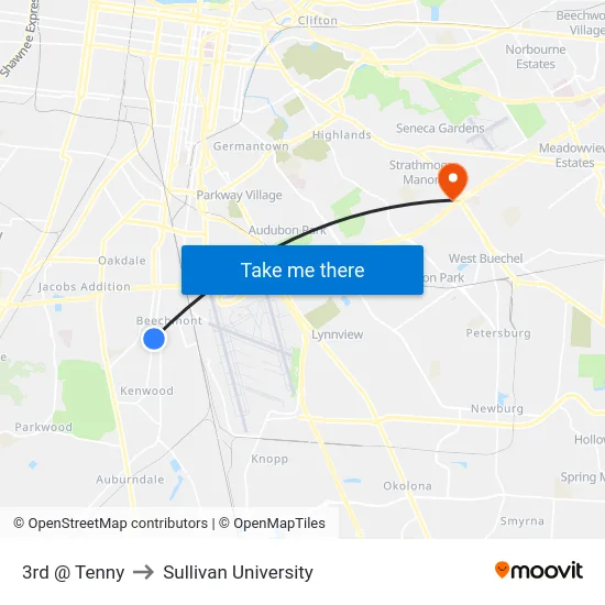 3rd @ Tenny to Sullivan University map