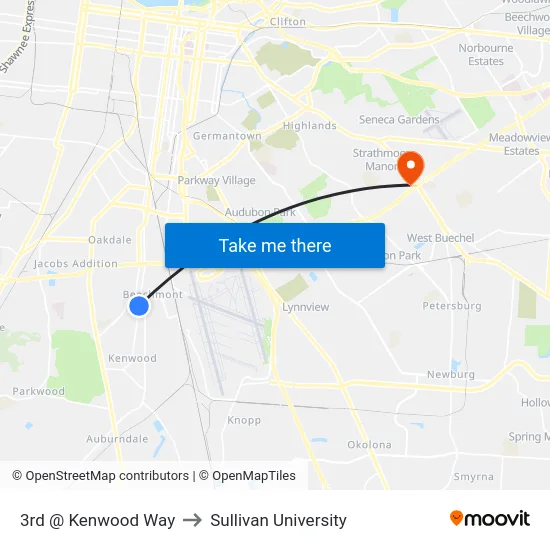 3rd @ Kenwood Way to Sullivan University map