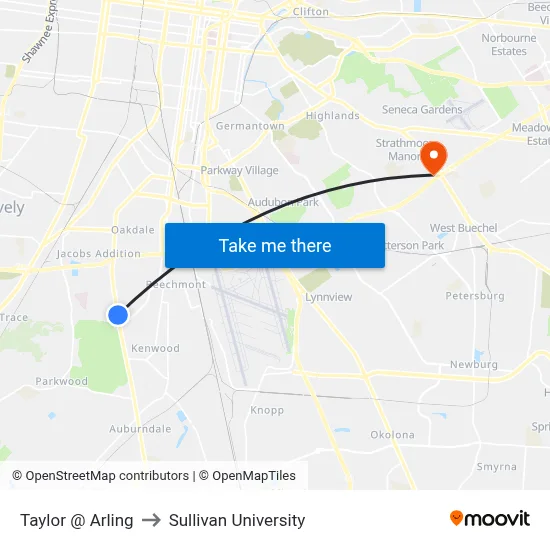 Taylor @ Arling to Sullivan University map