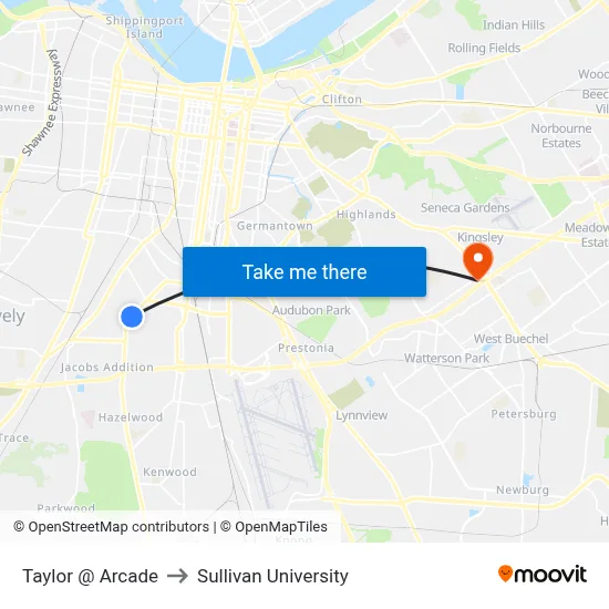 Taylor @ Arcade to Sullivan University map