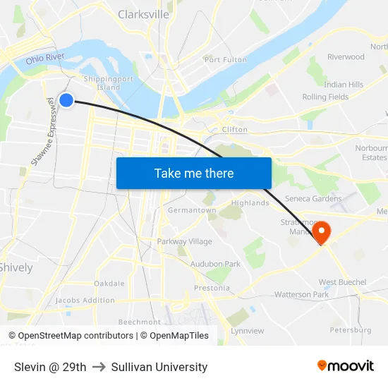 Slevin @ 29th to Sullivan University map