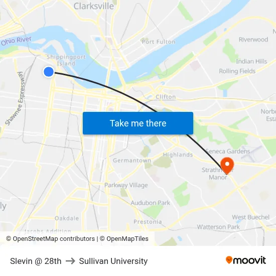Slevin @ 28th to Sullivan University map