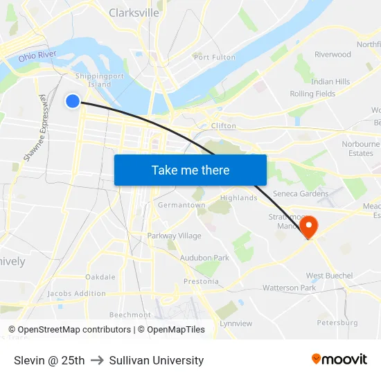 Slevin @ 25th to Sullivan University map