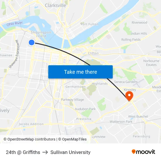24th @ Griffiths to Sullivan University map