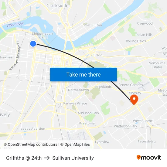 Griffiths @ 24th to Sullivan University map