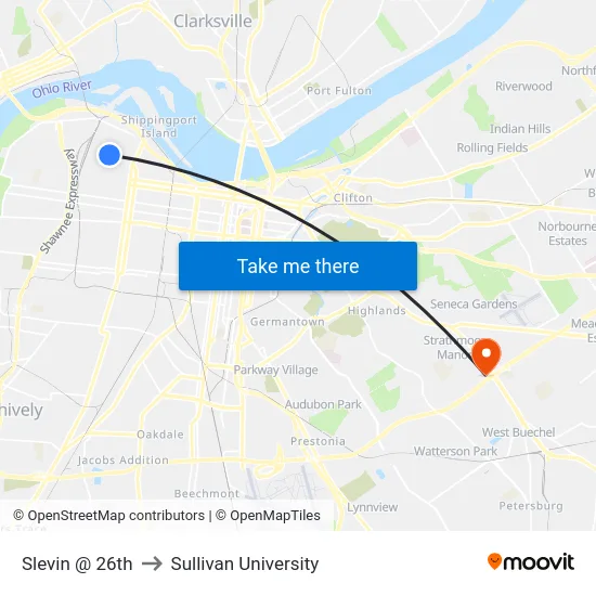 Slevin @ 26th to Sullivan University map