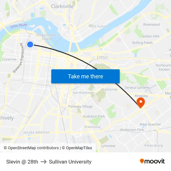 Slevin @ 28th to Sullivan University map