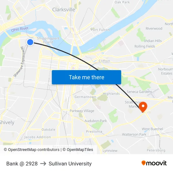 Bank @ 2928 to Sullivan University map