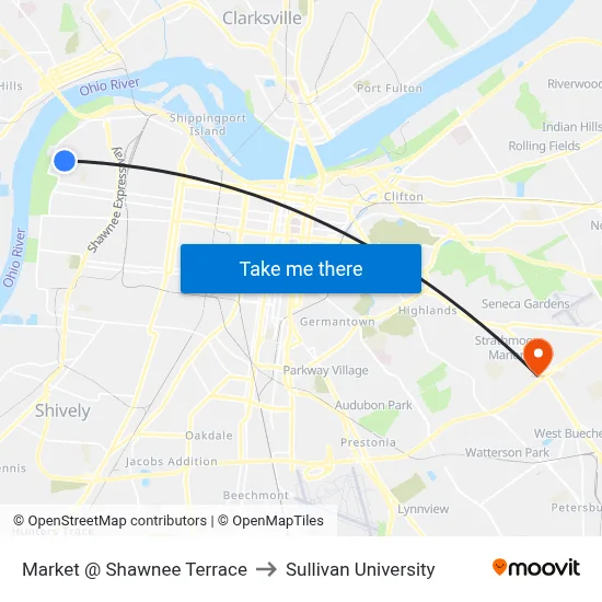 Market @ Shawnee Terrace to Sullivan University map