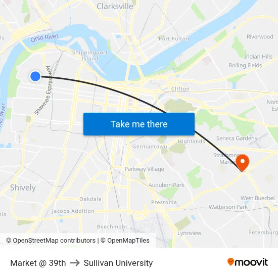 Market @ 39th to Sullivan University map