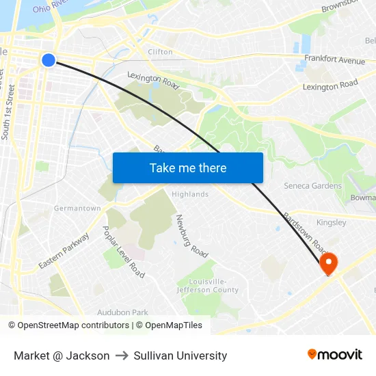 Market @ Jackson to Sullivan University map