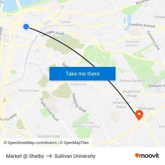 Market @ Shelby to Sullivan University map