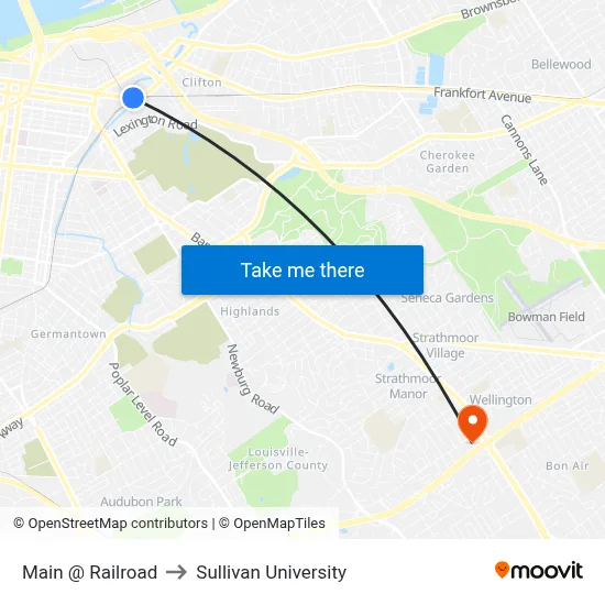 Main @ Railroad to Sullivan University map