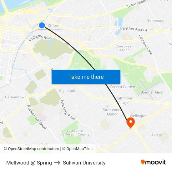Mellwood @ Spring to Sullivan University map