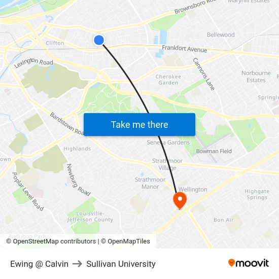 Ewing @ Calvin to Sullivan University map