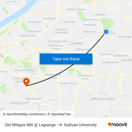 Old Whipps Mill @ Lagrange to Sullivan University map