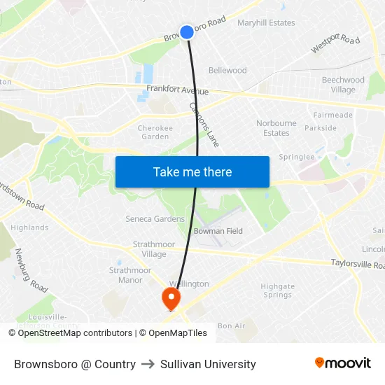 Brownsboro @ Country to Sullivan University map