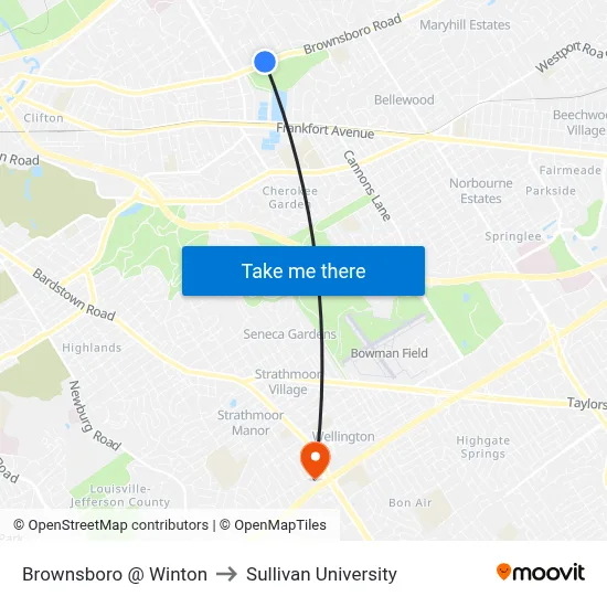 Brownsboro @ Winton to Sullivan University map