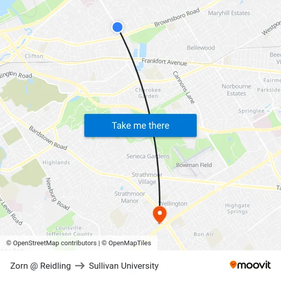 Zorn @ Reidling to Sullivan University map