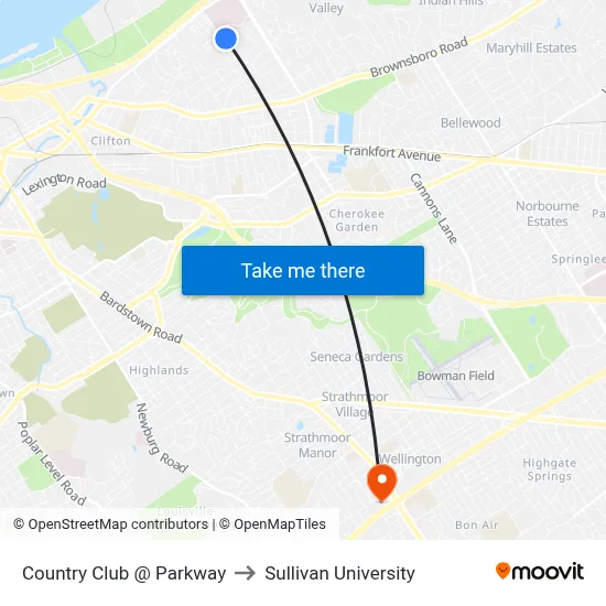 Country Club @ Parkway to Sullivan University map