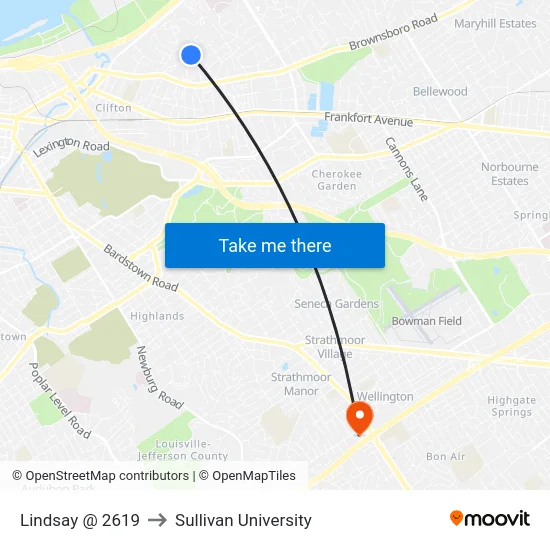 Lindsay @ 2619 to Sullivan University map