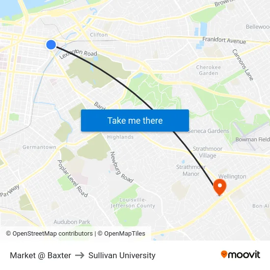 Market @ Baxter to Sullivan University map