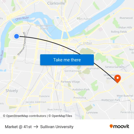 Market @ 41st to Sullivan University map