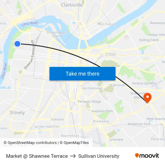 Market @ Shawnee Terrace to Sullivan University map